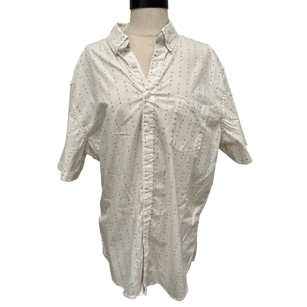 Sonoma Goods For Life Womens XL‎ White Geometric Arrow Print Button Down Shirt